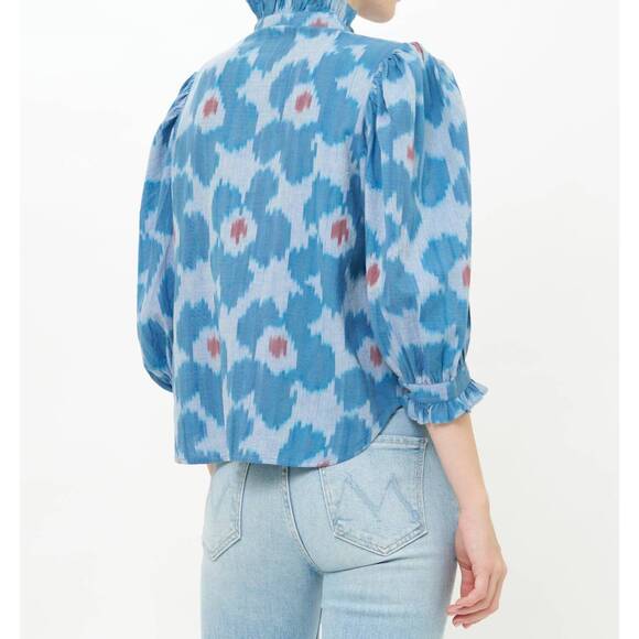 NEW OLIPHANT ruffle front button blouse in jinja - Picture 3 of 4